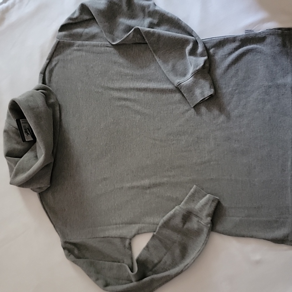 Womens Eddie Bauer Waffle Knit Top,Loose Cowl Neck,New With Tags,Grey,XS,